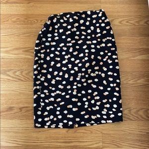 Black pink white polka dot  pencil skirt